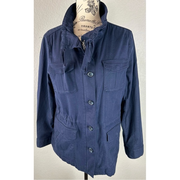 Talbots NWOT Women’s Navy Safari Field Jacket Cotton Blend, size Medium - Picture 7 of 16